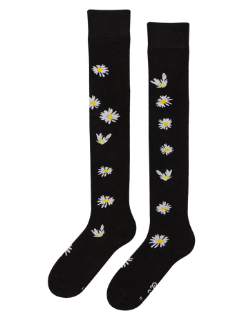 Calcetines alegres por encima de la rodilla Margaritas en la noche