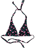 Top triangular alegre de bikini Flamencos y hojas