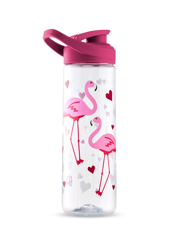 Botella de agua alegre Flamencos y corazones 700 ml