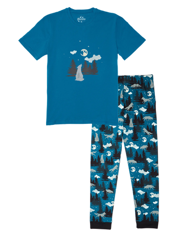 Pijama alegre para hombre Lobo y luna
