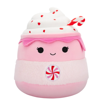Squishmallows Ethel la Taza de Chocolate Caliente Rosa con Bastón de Caramelo, 20 cm