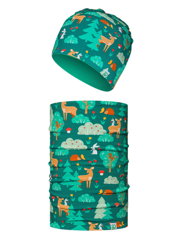 Conjuntos infantiles alegres de gorro y tubular Amigos del bosque