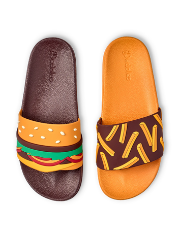 Chanclas alegres Hamburguesa y patatas fritas