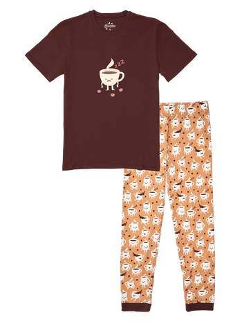 Pijama alegre para hombre Café soñoliento