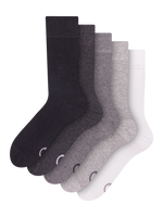 Calcetines normales, paquete de 5 pares, Negro y blanco clásico