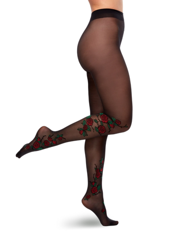 Medias de nailon alegres Rosas rojas