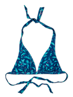 Top triangular alegre de bikini Flores turquesa