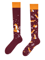 Calcetines hasta la rodilla alegres Zorro y hojas