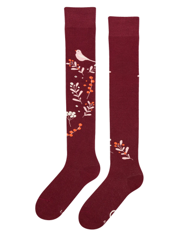 Calcetines alegres por encima de la rodilla Pájaros y bayas