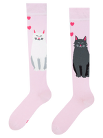 Calcetines hasta la rodilla alegres Gato blanco y negro