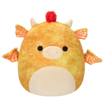 Squishmallows Dieric el Dragón Amarillo Texturizado con Pelo Rojo, 40 cm