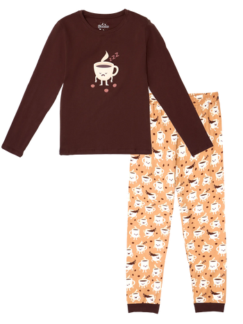 Pijama alegre para mujer Café soñoliento