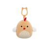 Squishmallows Clip-On Rutie el Gallo Marrón con Barriga de Flores, 9 cm
