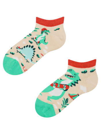 Calcetines infantiles tobilleros alegres Skatepark de los dinosaurios