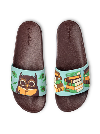 Chanclas alegres Búho y libros