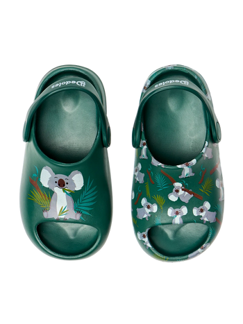Zuecos chunky infantiles alegres Koala y hojas