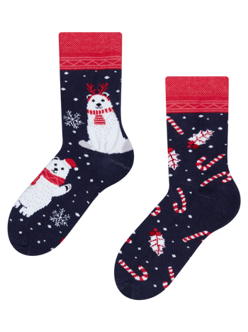 Calcetines infantiles alegres de inverno Oso polar navideño