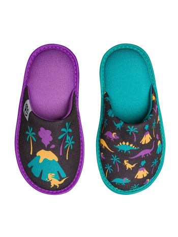 Pantuflas infantiles alegres Dinosaurios y volcanes