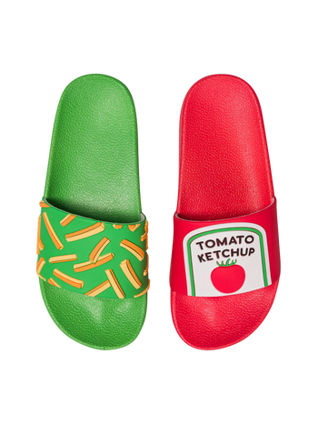 Chanclas infantiles alegres Patatas fritas con kétchup