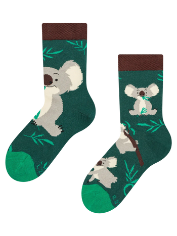 Calcetines infantiles alegres Koala y hojas