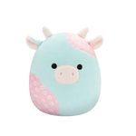 Squishmallows Yamaris la Vaca Menta con Flores Rosas, 20 cm