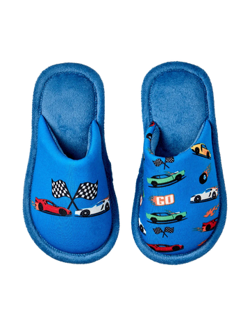 Pantuflas infantiles alegres Coches rápidos