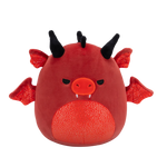 Squishmallows Salami el Dragón Rojo con Ojos Enfadados y Barriga Brillante, 20 cm