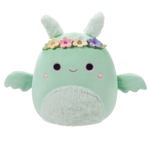 Squishmallows Tove el Hombre Polilla Verde Menta con Corona de Flores y Barriga Peluda, 20 cm