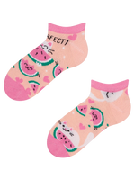 Calcetines tobilleros alegres para niños Gato y sandía