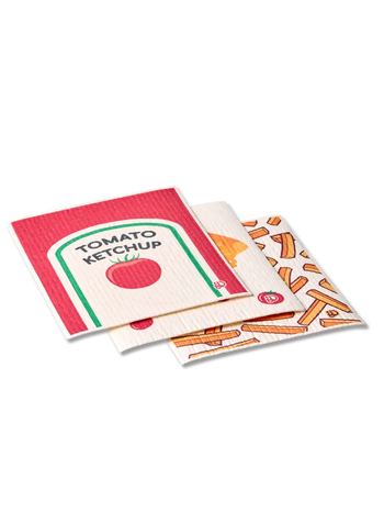 Bayeta de cocina, 3 Uds., Pizza y patatas fritas