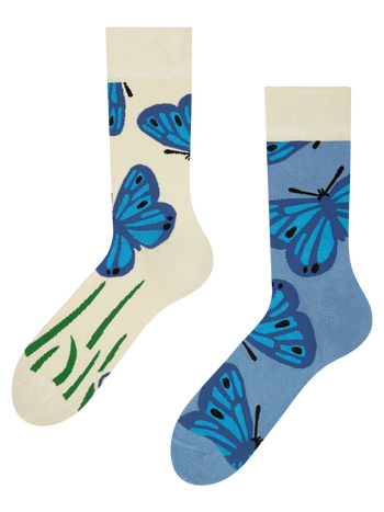 Calcetines alegres de bambú Mariposa azul