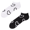Calcetines tobilleros alegres Corazones en blanco y negro