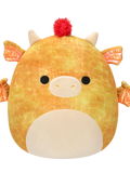 Squishmallows Dieric el Dragón Amarillo Texturizado con Pelo Rojo, 40 cm