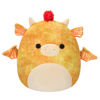 Squishmallows Dieric el Dragón Amarillo Texturizado con Pelo Rojo, 40 cm