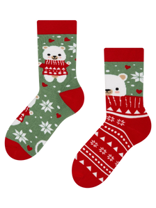 Calcetines infantiles alegres de inverno Oso con bufanda