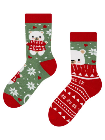 Calcetines infantiles alegres de inverno Oso con bufanda