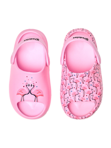 Zuecos chunky infantiles alegres Flamencos y corazones