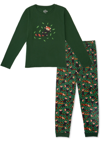 Pijama alegre para mujer Panda rojo