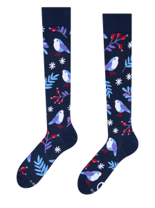Calcetines hasta la rodilla alegres Pájaro de invierno