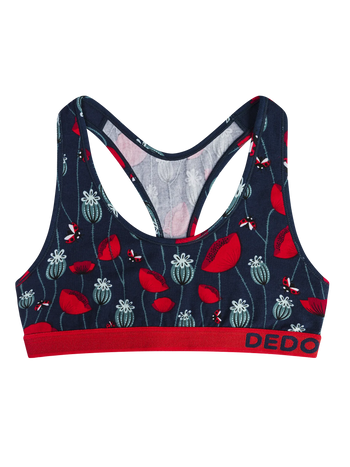 Bralette alegre para mujer Mariquitas y flores de amapola