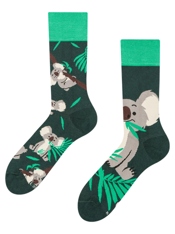 Calcetines alegres Koala y hojas