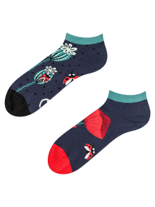 Calcetines tobilleros alegres Mariquitas y flores de amapola