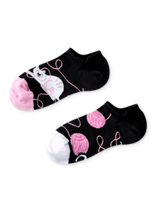 Calcetines sneakers alegres Gato y pelota