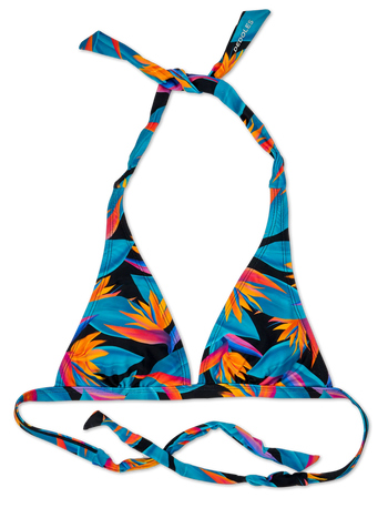 Top triangular alegre de bikini Ave del paraíso