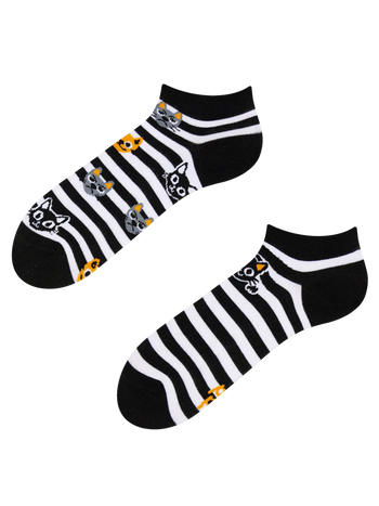 Calcetines tobilleros alegres Gatos y rayas