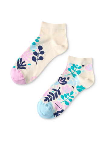 Calcetines tobilleros alegres Hojas turquesa