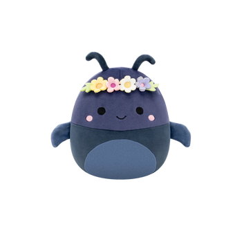 Squishmallows Tyrone el Escarabajo Pelotero Azul Marino con Corona de Flores, 20 cm
