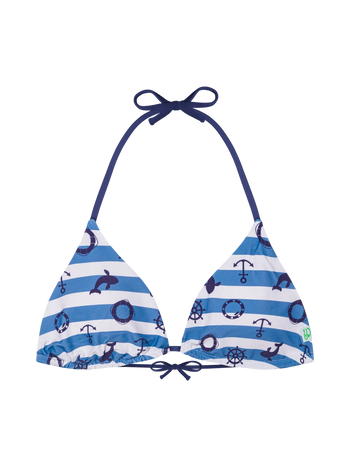 Top triangular alegre de bikini Franjas azul marino