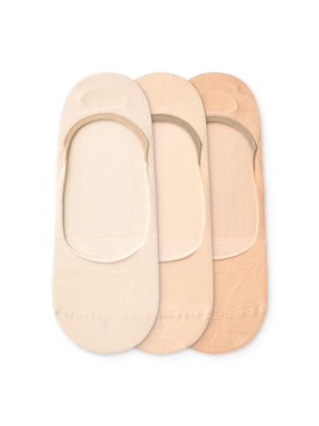 Calcetines invisibles de algodón, 3 paq. Beige clásico