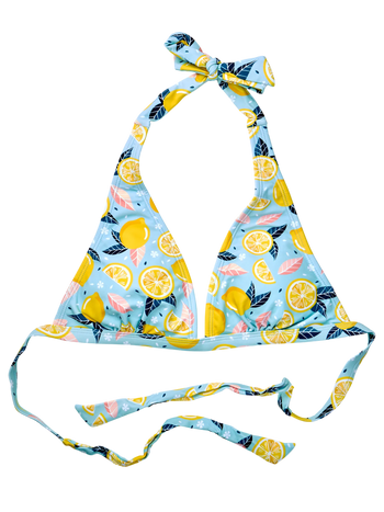 Top triangular alegre de bikini Limones de verano